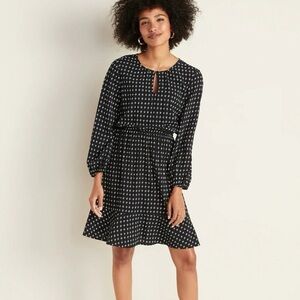 Old Navy Black Patterned Midi Dress Size XS